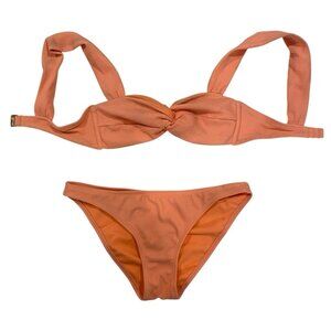 XHILARATION Orange Terry Textured Bikini 2-Piece Set Top: SMALL / Bottom: MEDIUM